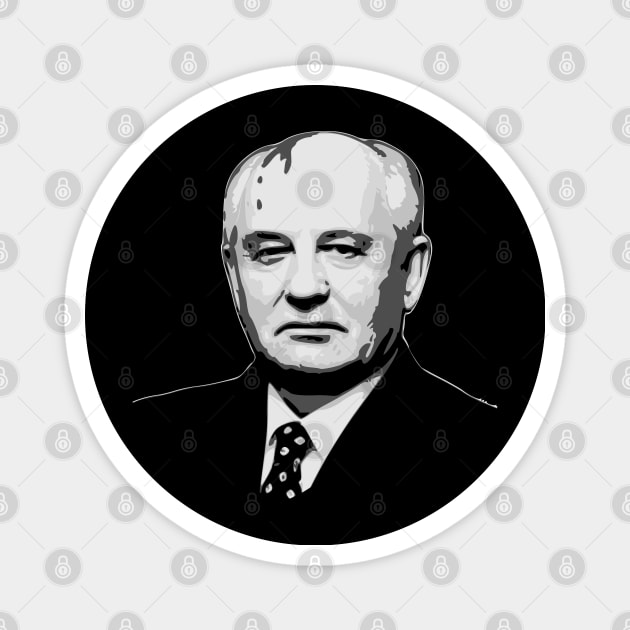 Mikhail Gorbachev Black and White Magnet by Nerd_art